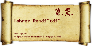 Mahrer Renátó névjegykártya